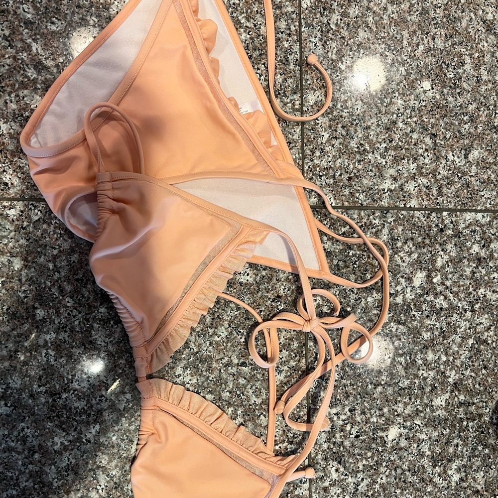 Womens Peach Triangle Bikini